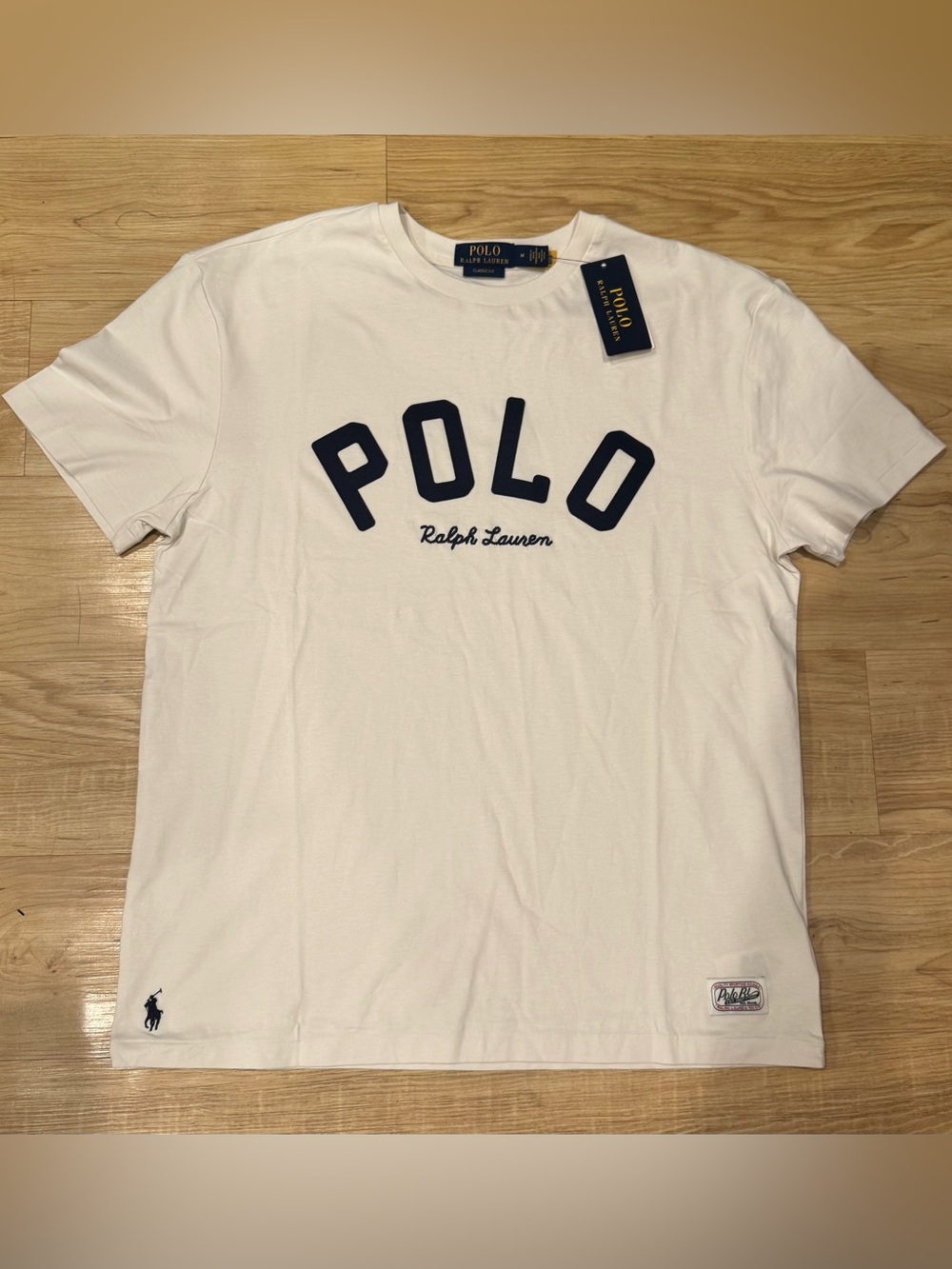 Polo Ralph Lauren Men’s Classic Fit Embossed Stitched Logo T-Shirt Tee Beige M-L